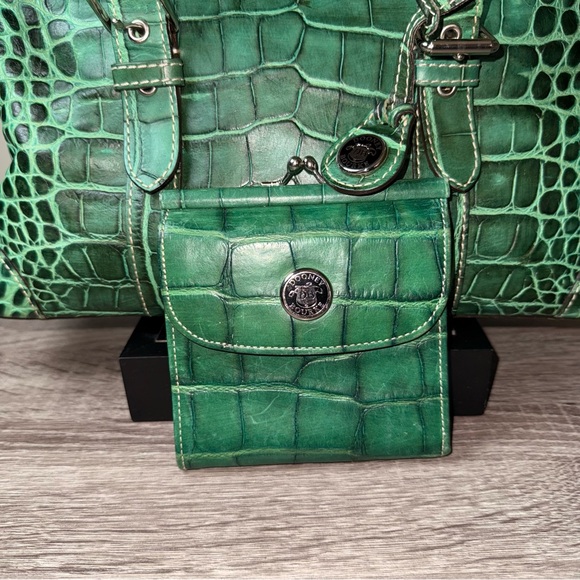 Dooney & Bourke Green Croc Embossed Satchel/ wallet is not included - Picture 2 of 11